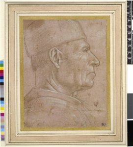 Ghirlandaio - Head of an elderly man in profile to right, wearing a cap, Pp,1.3