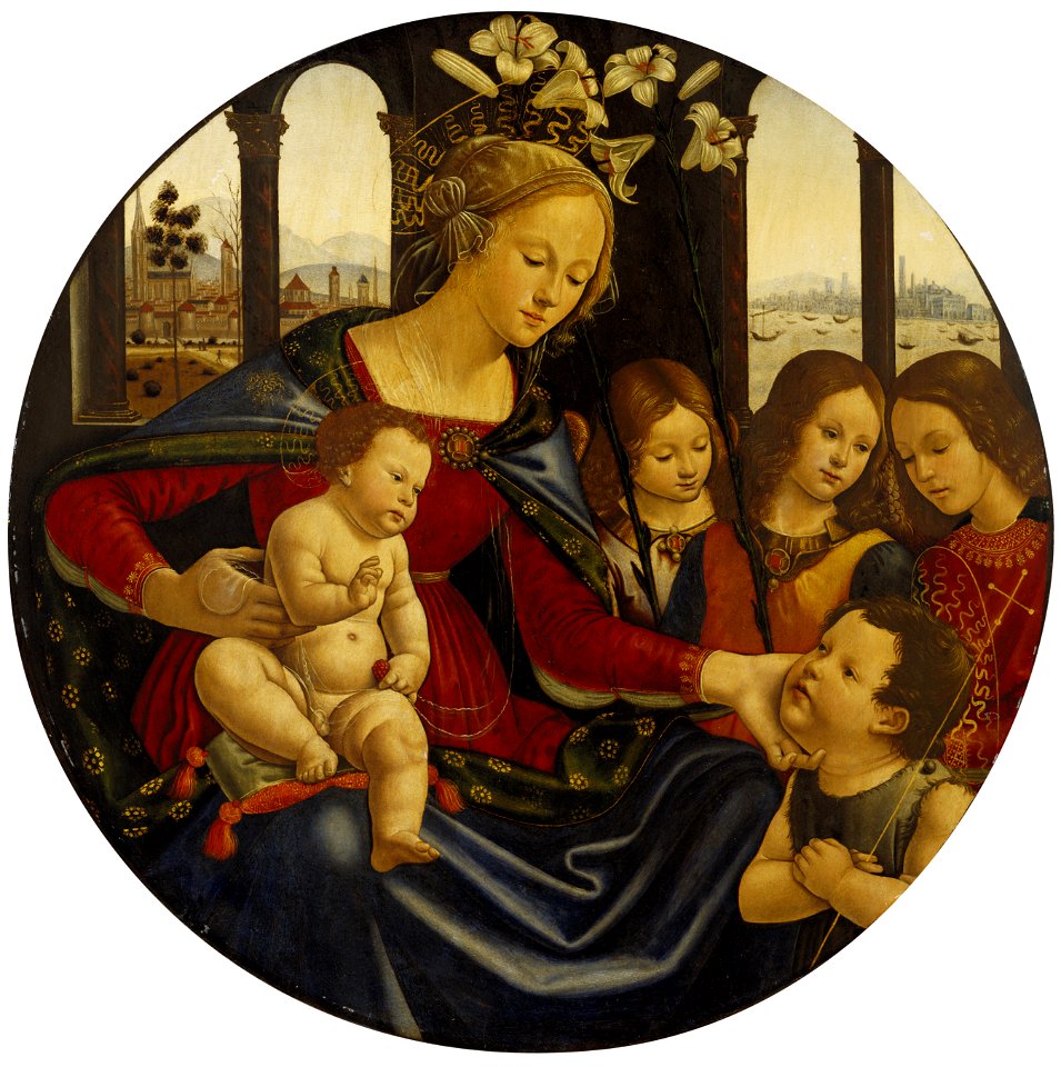 Ghirlandaio - Madonna and Christ Child with Infant Saint John the Baptist and Three Angels, about 1485-1500, K267