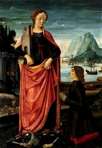 Ghirlandaio St Barbara Crushing her Infidel Father, with a Kneeling Donor