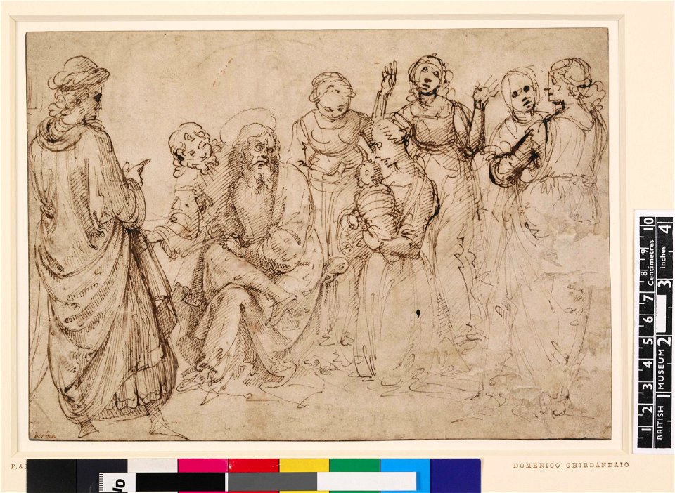 Ghirlandaio - The naming of St John; a group of figures standing around the infant, 1895,0915.452