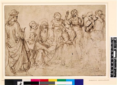 Ghirlandaio - The naming of St John; a group of figures standing around the infant, 1895,0915.452