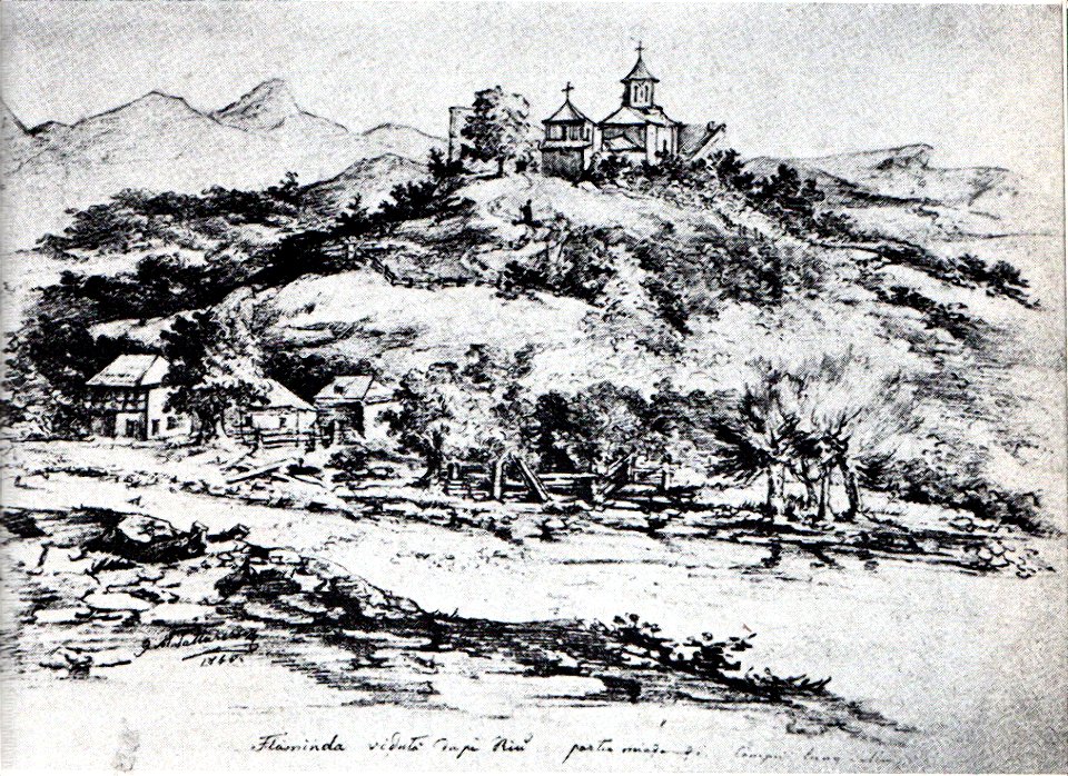 Gheorghe Tattarescu - Biserica Flamanda, Câmpulung-Muscel, vazuta de pe rau
