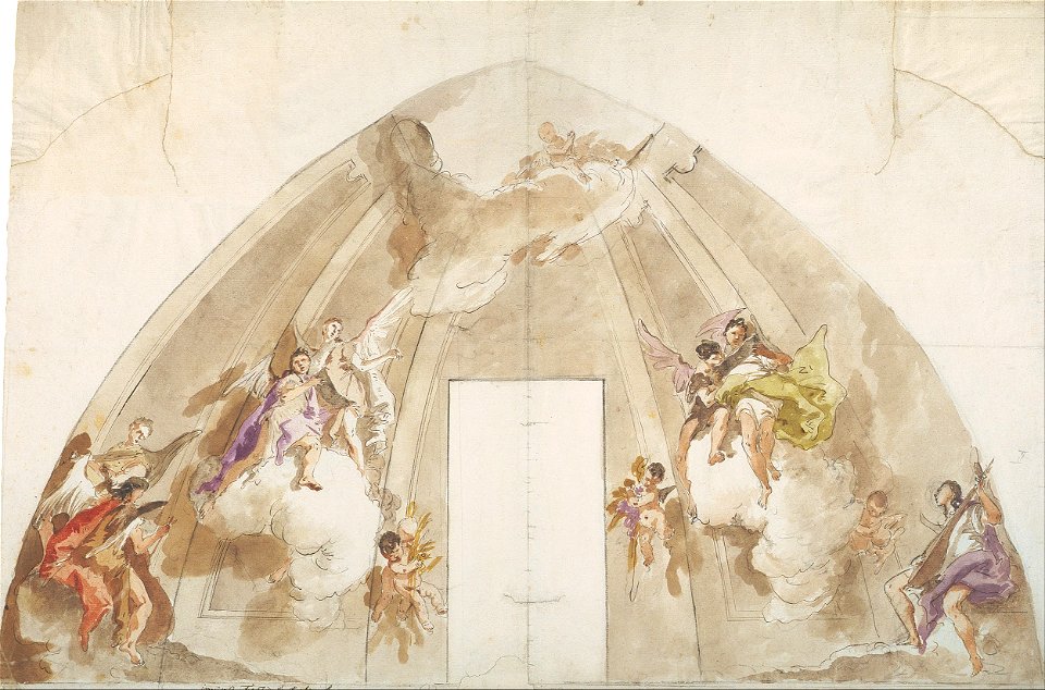 Giambattista Tiepolo - Singing and Music-Making Angels- Preparatory drawing for the ceiling of Udine Cathedral - Google Art Project
