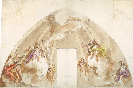 Giambattista Tiepolo - Singing and Music-Making Angels- Preparatory drawing for the ceiling of Udine Cathedral - Google Art Project