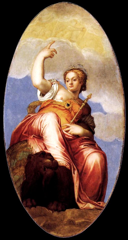 Gian Battista Zelotti - Venice Seated upon the Globe and upon a Lion - WGA25964