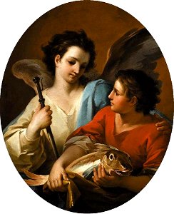 Giaquinto, Corrado - Tobias and the Angel - c. 1740. Free illustration for personal and commercial use.