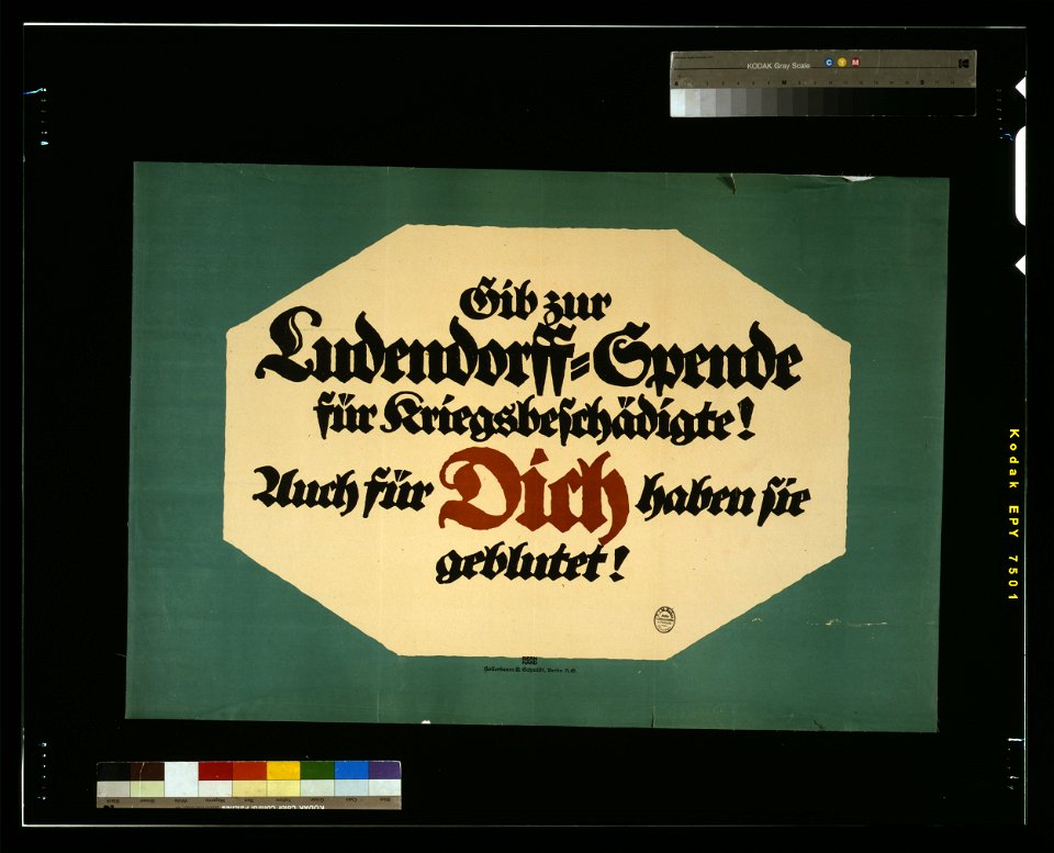 Gib zur Ludendorff-Spende für Kriegsbeschädigte! Für dich haben sie geblutet! - Bernhard. LCCN2004665846