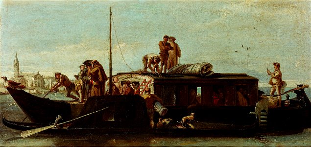 Giandomenico Tiepolo, , Kunsthistorisches Museum Wien, Gemäldegalerie - Venezianische Postbarke - GG 6424 - Kunsthistorisches Museum