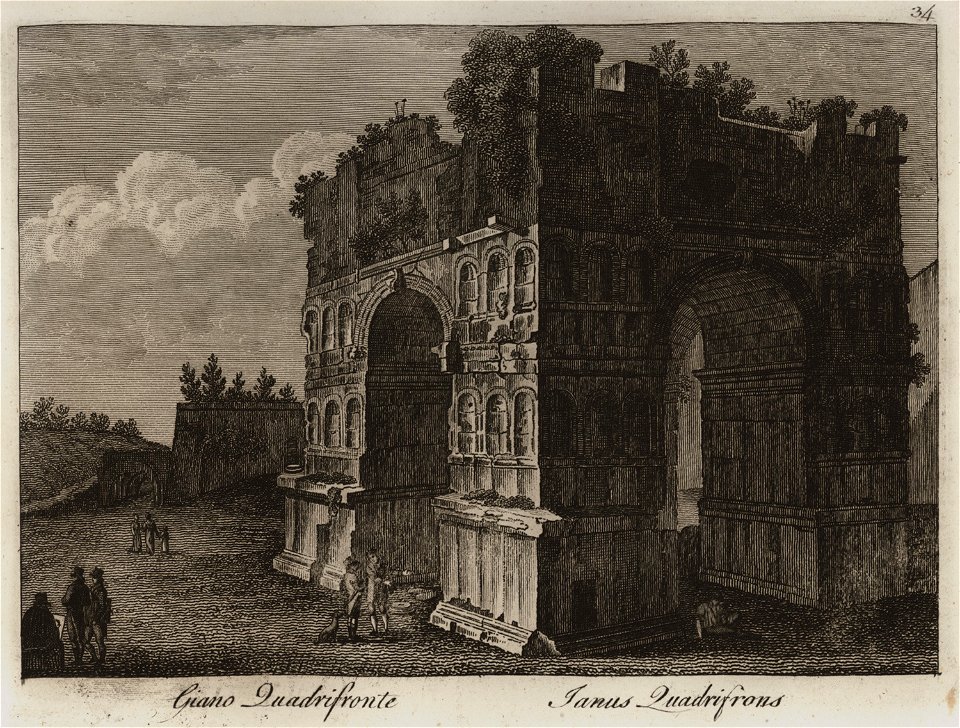 Giano Quadrifronte - Li Monumenti Piú Celebri Di Roma Antica E Moderna Disegnati Da Vero Ed Incisi Dai Migliori Artisti Rome Presso Po - 1850
