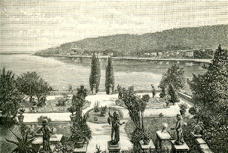 Giardino d’Isola Bella sul lago Maggiore xilografia