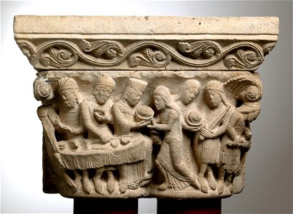 Gilabertus - Chapiteau engagé de colonnes jumelles , La Mort de saint Jean-Baptiste - Musée des Augustins - ME 31 (1)