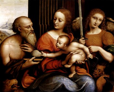 Giampietrino - Madonna and Child with Sts Jerome and Michael - WGA08955. Free illustration for personal and commercial use.