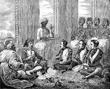 Giaours smoking the Tchibouque with the Pacha of the Dardanelles. Travels in Circassia, Krim-tartary, &c
