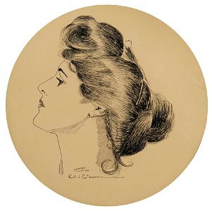 A Gibson Girl Portrait in profile by Charles Dana Gibson, ink on paper