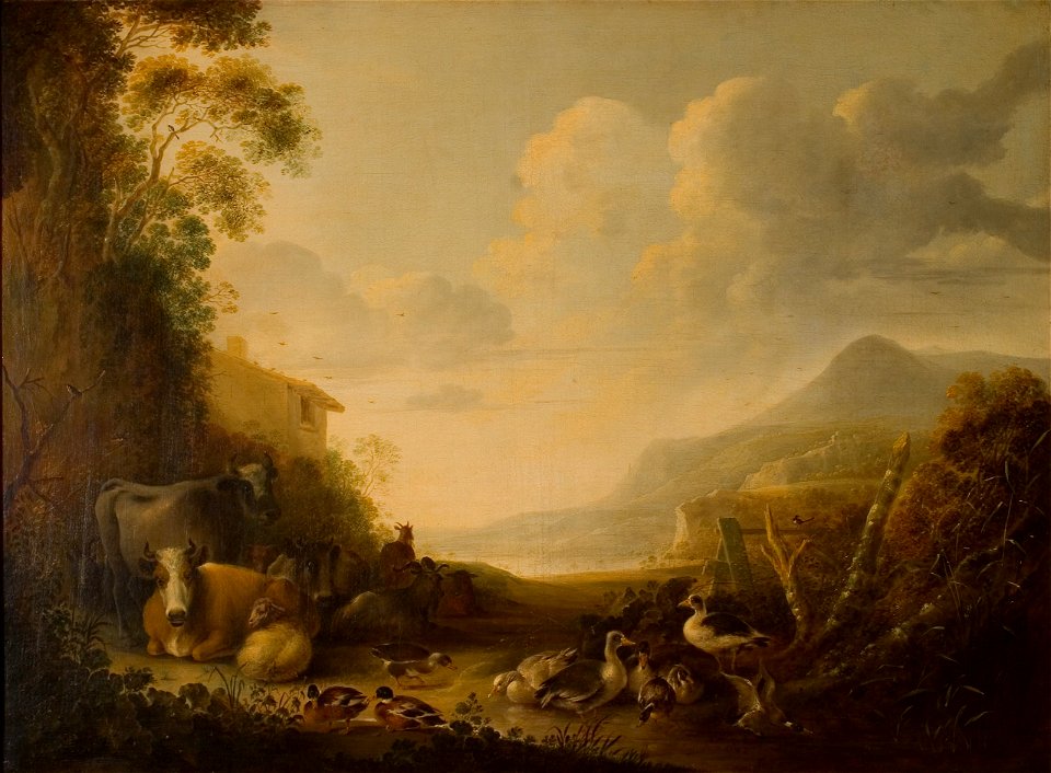 Gijsbert Gilliszn. d' Hondecoeter - Landschap met vee en eenden - 0102 - Rijksmuseum Twenthe