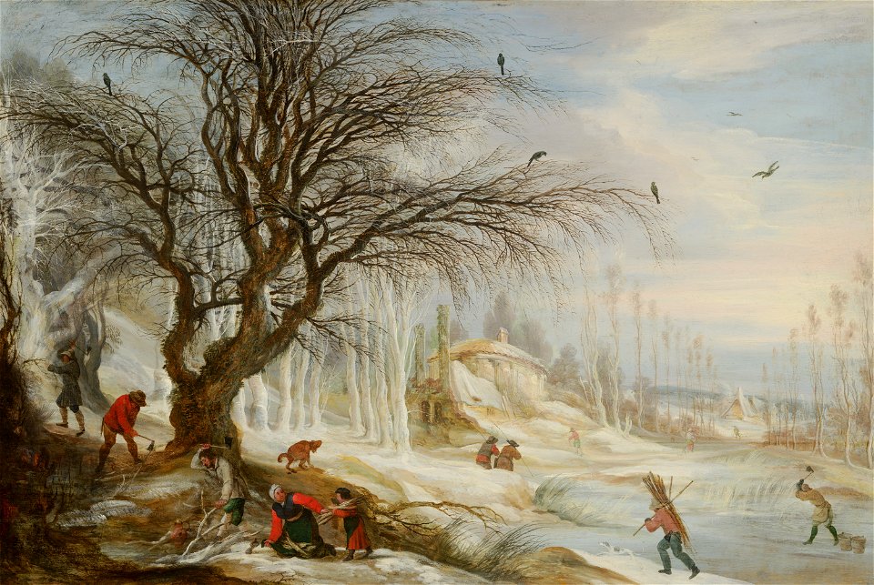 Gijsbrecht Leytens - Winter Landscape with Wood Gatherers - 1162 - Mauritshuis