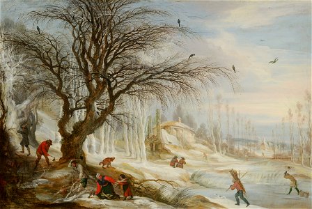 Gijsbrecht Leytens - Winter Landscape with Wood Gatherers - 1162 - Mauritshuis