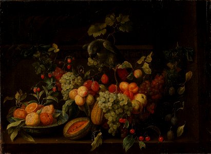 Peeter Gysels - Still Life with Fruits and a Parrot - NG.M.00092 - National Museum of Art, Architecture and Design. Free illustration for personal and commercial use.