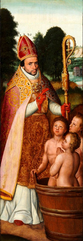 Gillis Claeissins - Portrait of Claes van den Kerchove as Saint Nicolas of Myra