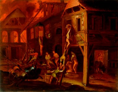 Gillis van Valckenborch - Požar na vasi