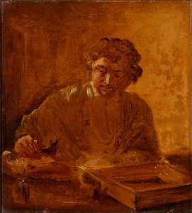 Gilder and framemaker at work by Tropinin