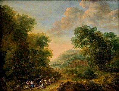 Gillis Neyts - Satyrs and farmers on a village road