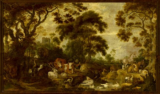 Gillis Claesz. de Hondecoeter - Orpheus among the animals - M.Ob.1608 MNW - National Museum in Warsaw. Free illustration for personal and commercial use.