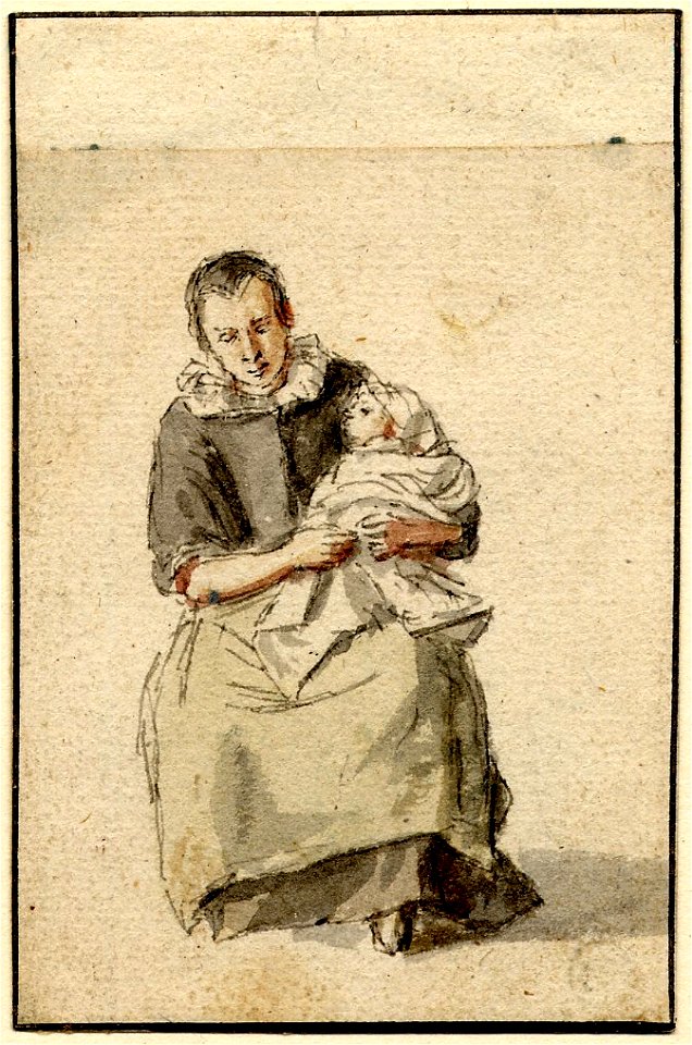 Gillis Neyts - Peasant woman seated, holding a child