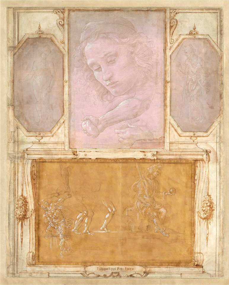 Giorgio Vasari with drawings by Filippino Lippi, Botticelli, and Raffaellino del Garbo - Page from Libro de' Disegni - Google Art Project