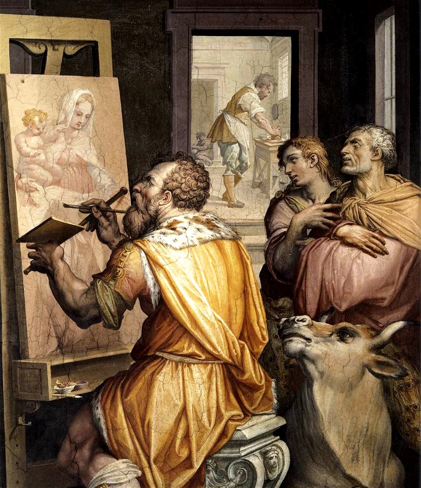 Giorgio vasari, san luca ritrae la vergine, oratorio di san luca, annunziata, dett
