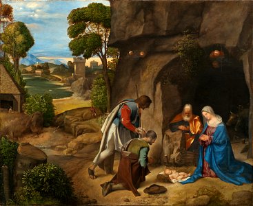 Giorgione - Adoration of the Shepherds - National Gallery of Art. Free illustration for personal and commercial use.