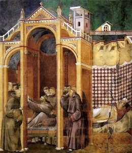 Giotto di Bondone - Legend of St Francis - 21. Apparition to Fra Agostino and to Bishop Guido of Arezzo - WGA09147