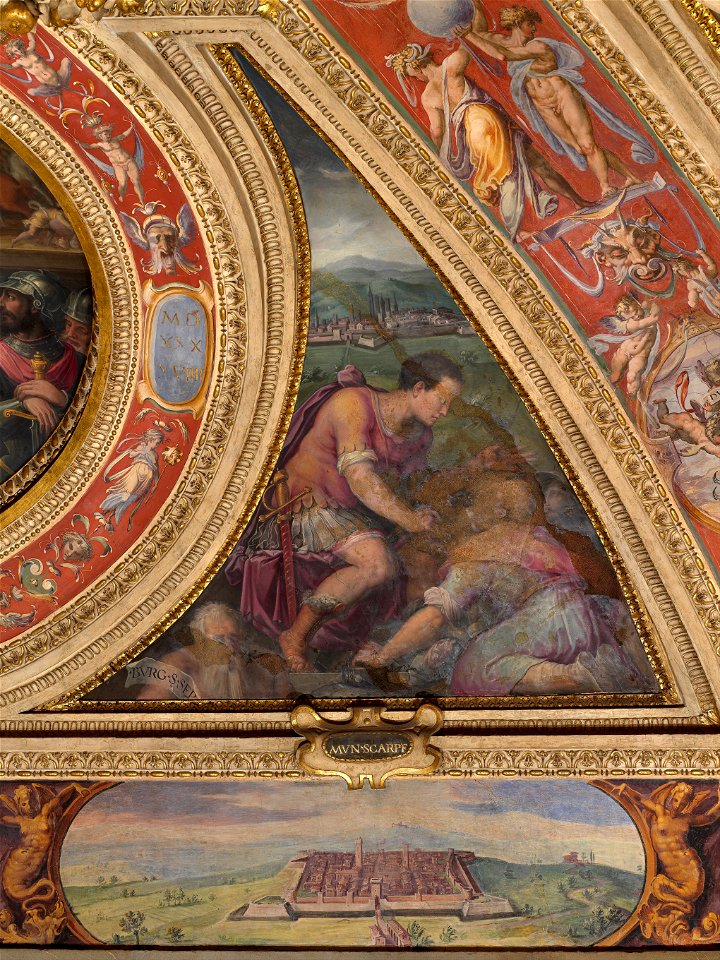 Giorgio Vasari - Allegory of Borgo San Sepolcro; to the bottom, view of Scarperia - Google Art Project