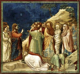 Giotto di Bondone - No. 25 Scenes from the Life of Christ - 9. Raising of Lazarus - WGA09204. Free illustration for personal and commercial use.