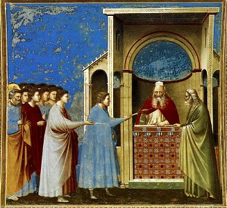 Giotto di Bondone - No. 9 Scenes from the Life of the Virgin - 3. The Bringing of the Rods to the Temple - WGA09181