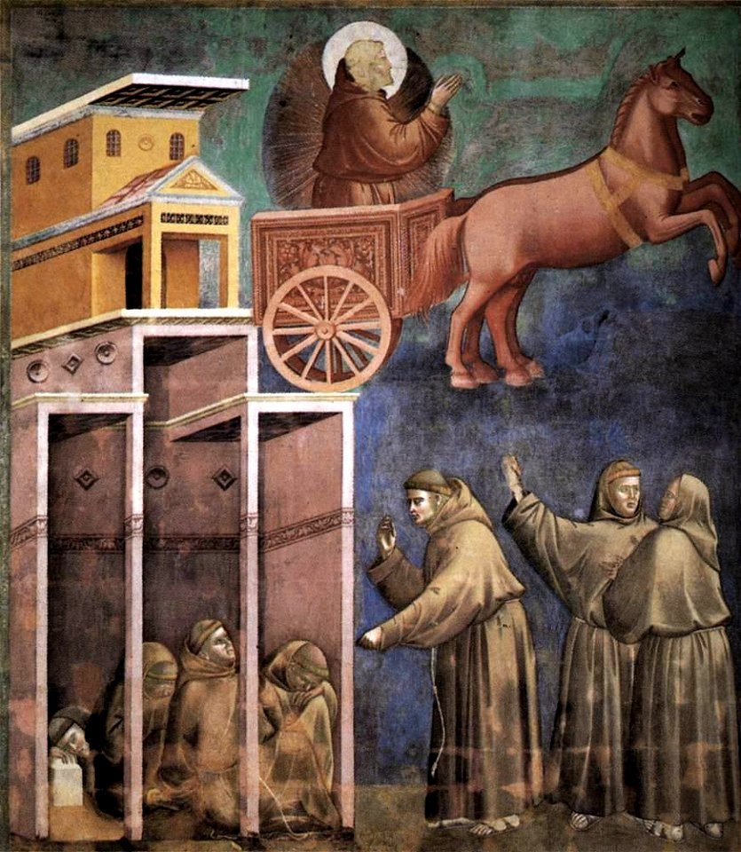 Giotto di Bondone - Legend of St Francis - 8. Vision of the Flaming Chariot - WGA09129