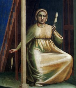 Giotto di Bondone - No. 3 Scenes from the Life of Joachim - 3. Annunciation to St Anne (detail close)