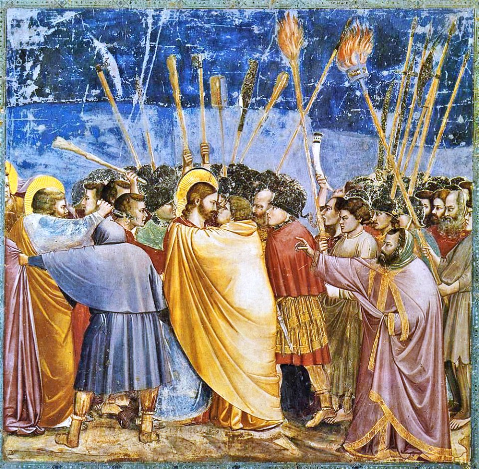 Giotto di Bondone - No. 31 Scenes from the Life of Christ - 15. The Arrest of Christ (Kiss of Judas) - WGA09216 adj