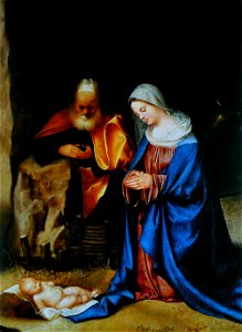 Giorgione - Adoration des bergers. Free illustration for personal and commercial use.