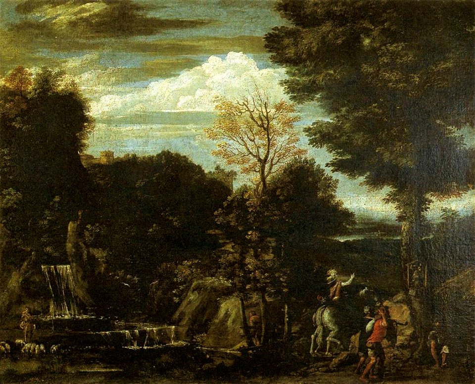 Giovan Battista Viola - Landscape with a Devotional Image - WGA25121
