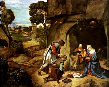 Giorgione, Adoration of the Shepherds 01. Free illustration for personal and commercial use.