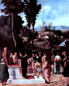 Giorgione - Feuerprobe des Mosesknaben