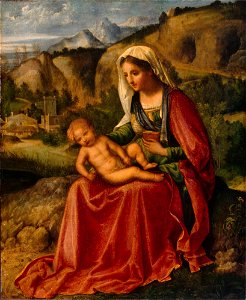 Giorgione, Virgin and Child in a Landscape. Free illustration for personal and commercial use.