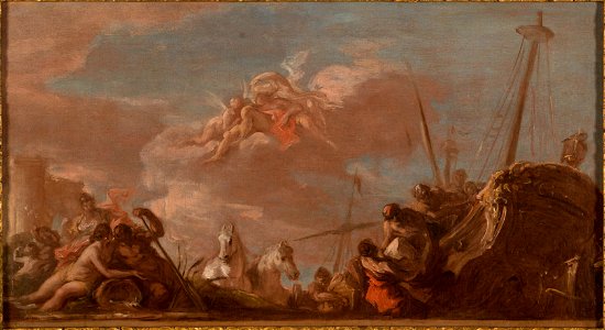 Giovanni Antonio (dit Gianantonio) Pellegrini - Esquisse pour le plafond de la Banque Royale , Le Déchargement en bord de Seine de marchandises en p - PPP4986 - Musée des Beaux-Arts de la ville de Paris