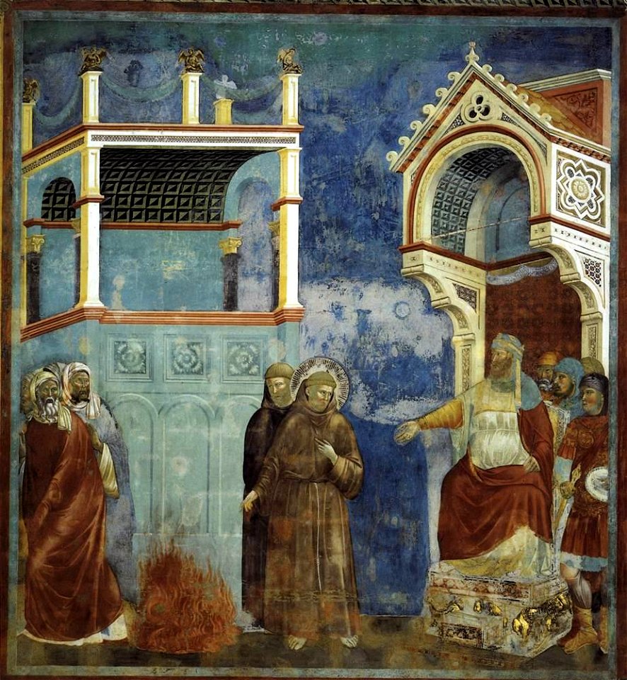 Giotto di Bondone - Legend of St Francis - 11. St Francis before the Sultan (Trial by Fire) - WGA09132