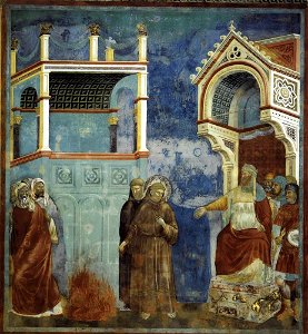 Giotto di Bondone - Legend of St Francis - 11. St Francis before the Sultan (Trial by Fire) - WGA09132
