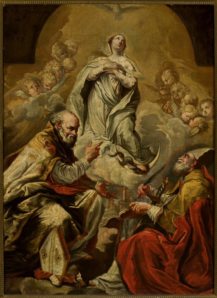 Giovanni Antonio Burrini - Adoration of Virgin Mary by St. Petronius and Dionysius the Areopagite - M.Ob.232 MNW - National Museum in Warsaw