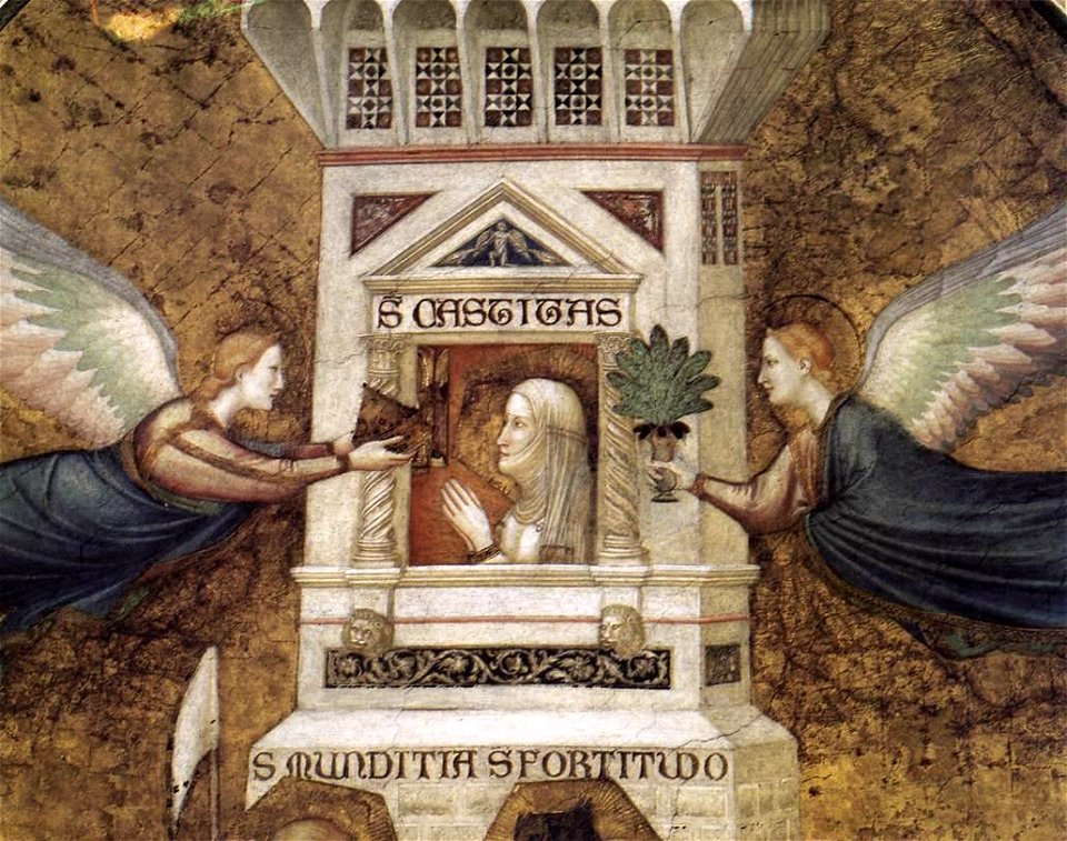 Giotto di Bondone - Franciscan Allegories - Allegory of Chastity (detail) - WGA09099