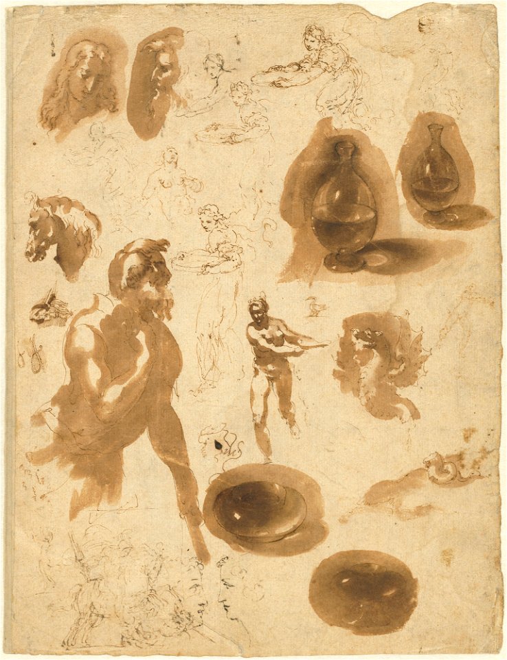 Giovanni Ambrogio Figino - Sheet of studies - WGA07884