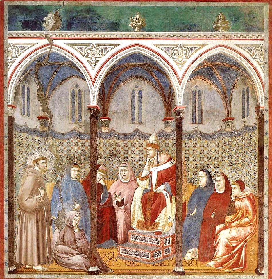Giotto di Bondone - Legend of St Francis - 17. St Francis Preaching before Honorius III - WGA09141